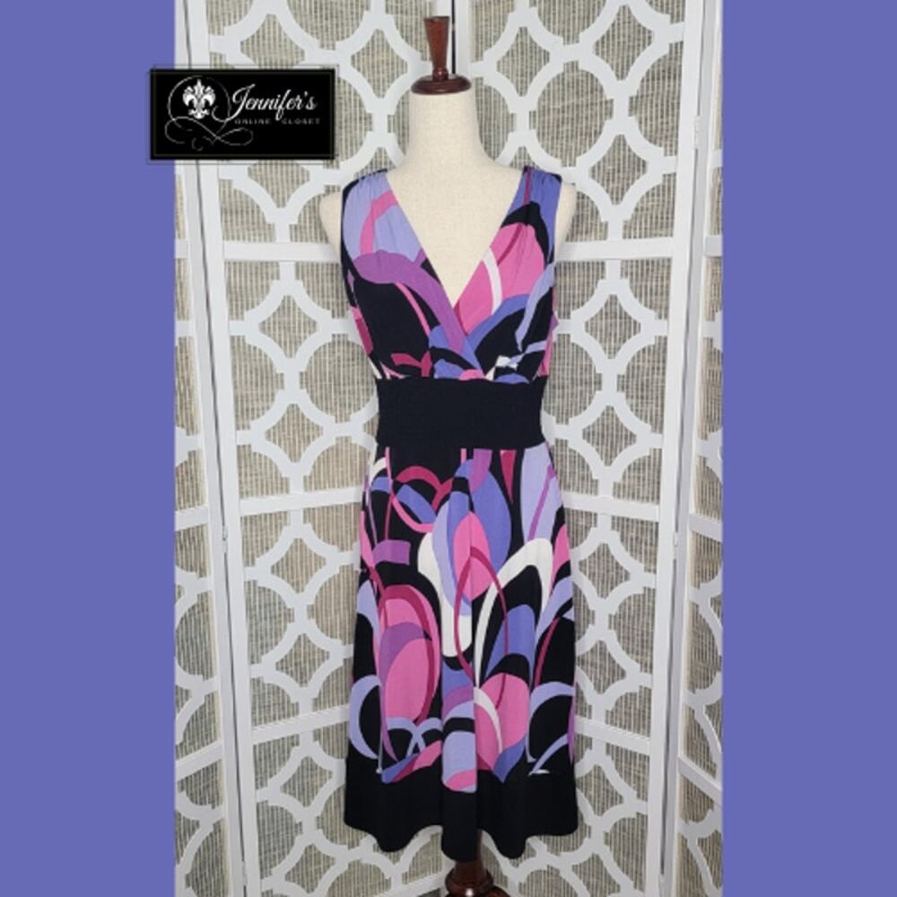 Rabbit Rabbit Rabbit Designs Women's Geometric V Neck Sleeveless Dress Size 8